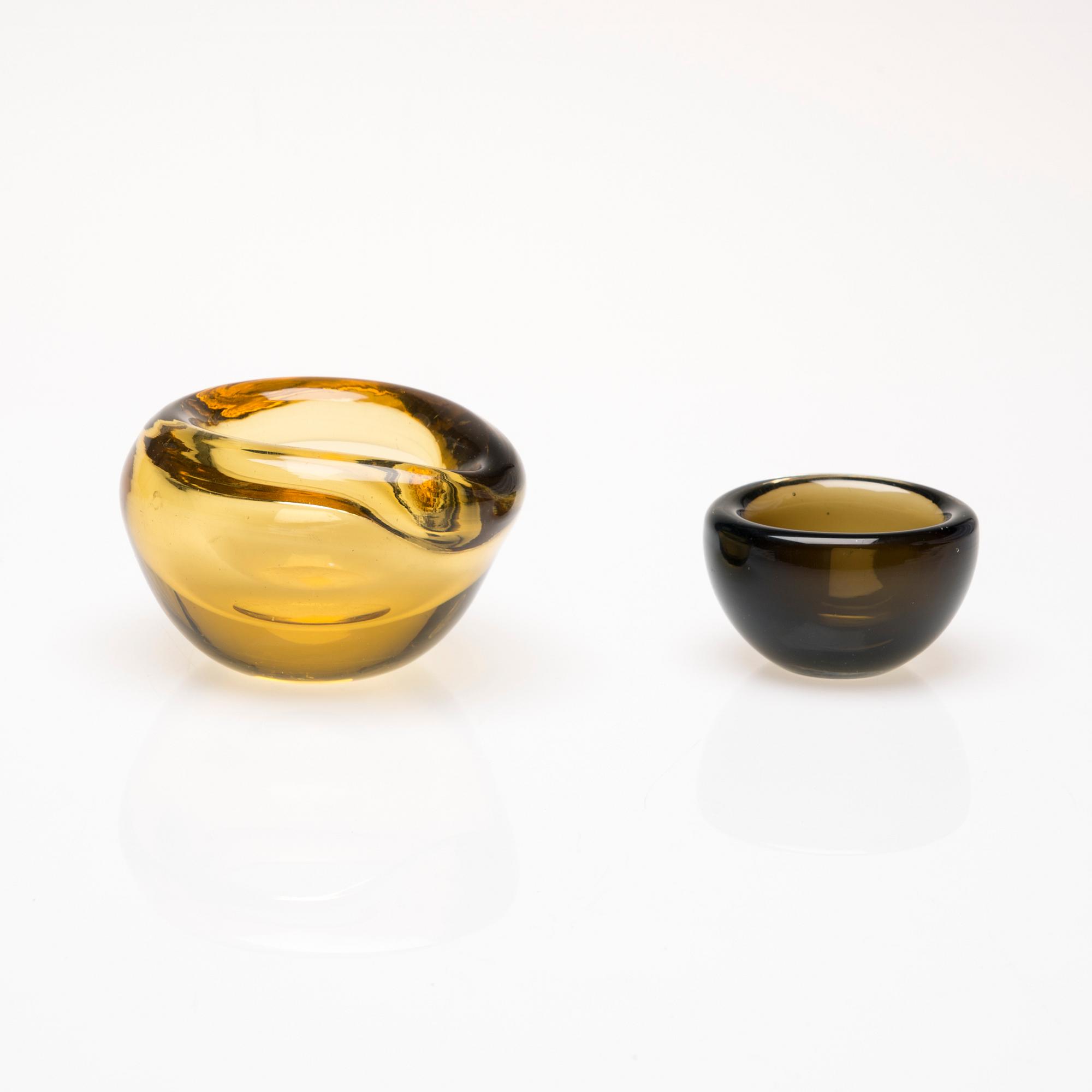 PIPKOPP OCH SKÅL, glas, signerade Tapio Wirkkala, Iittala.