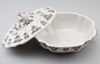 TERRIN med lock, fajans, märke för Joseph Olérys, Moustier.