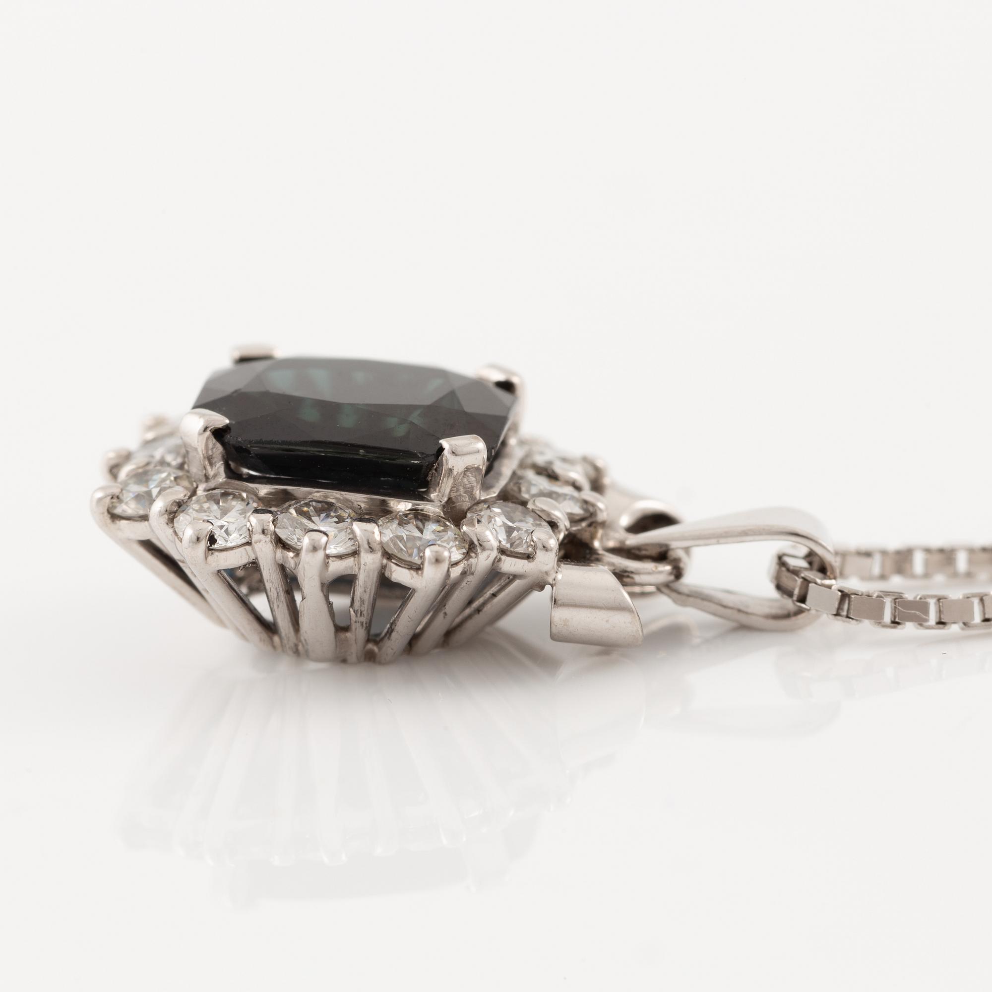 Pendant, Lennart Magnusson, 18K white gold with dark sapphire and brilliant-cut diamonds, chain included.