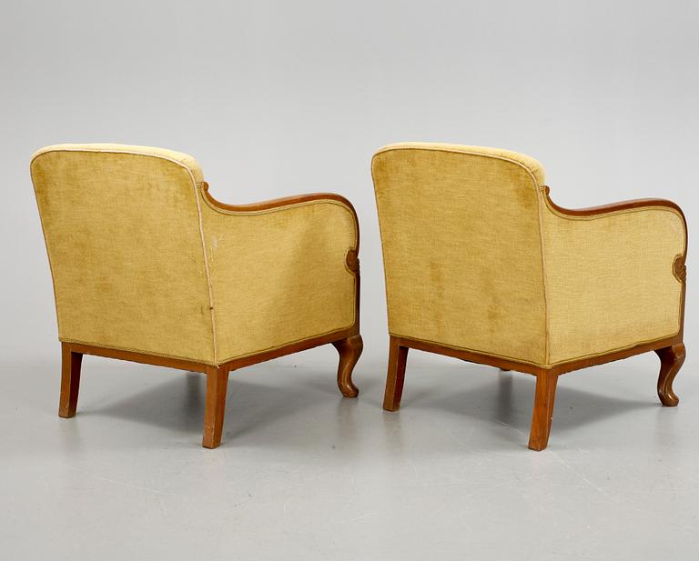 FÅTÖLJER, ett par, art déco, 1920/30-tal.