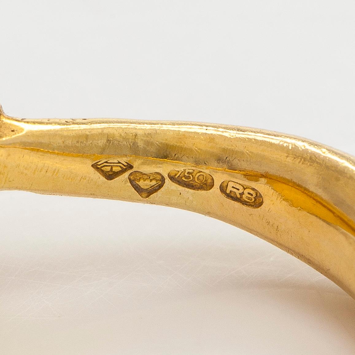 Jaana Lehtinen, sormus, 18K kultaa, A. Tillander, Helsinki 1994.