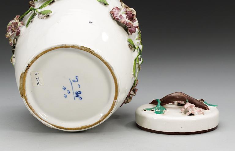 A Swedish Marieberg faience jar, period of Ehrenreich (1758-66).