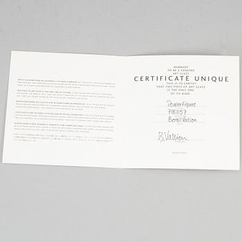 BERTIL VALLIEN, a unique Swedish artglass sculpture "Powerfigure", Kosta Boda,