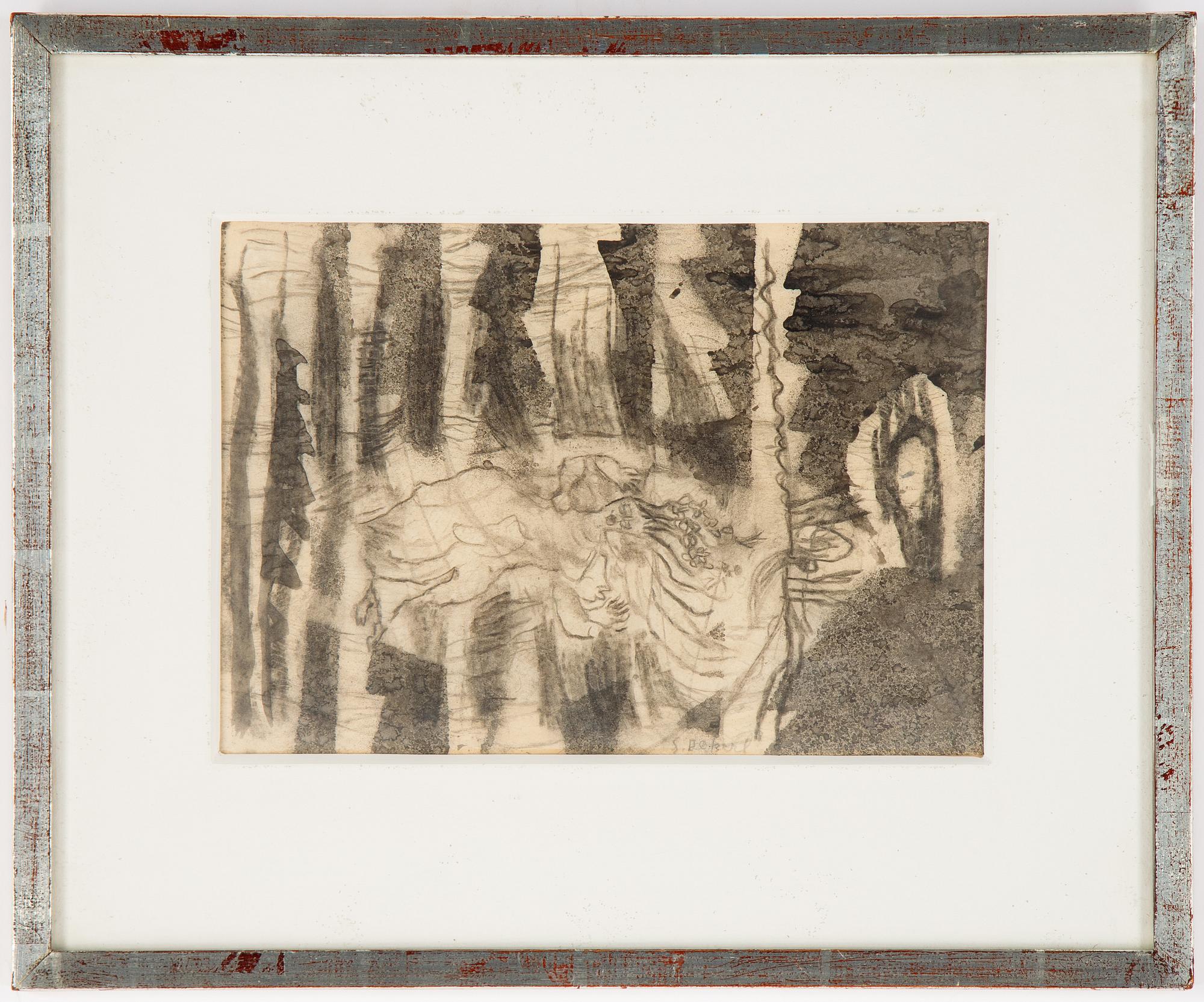 Siri Derkert, ink and charcoal on paper, signed.