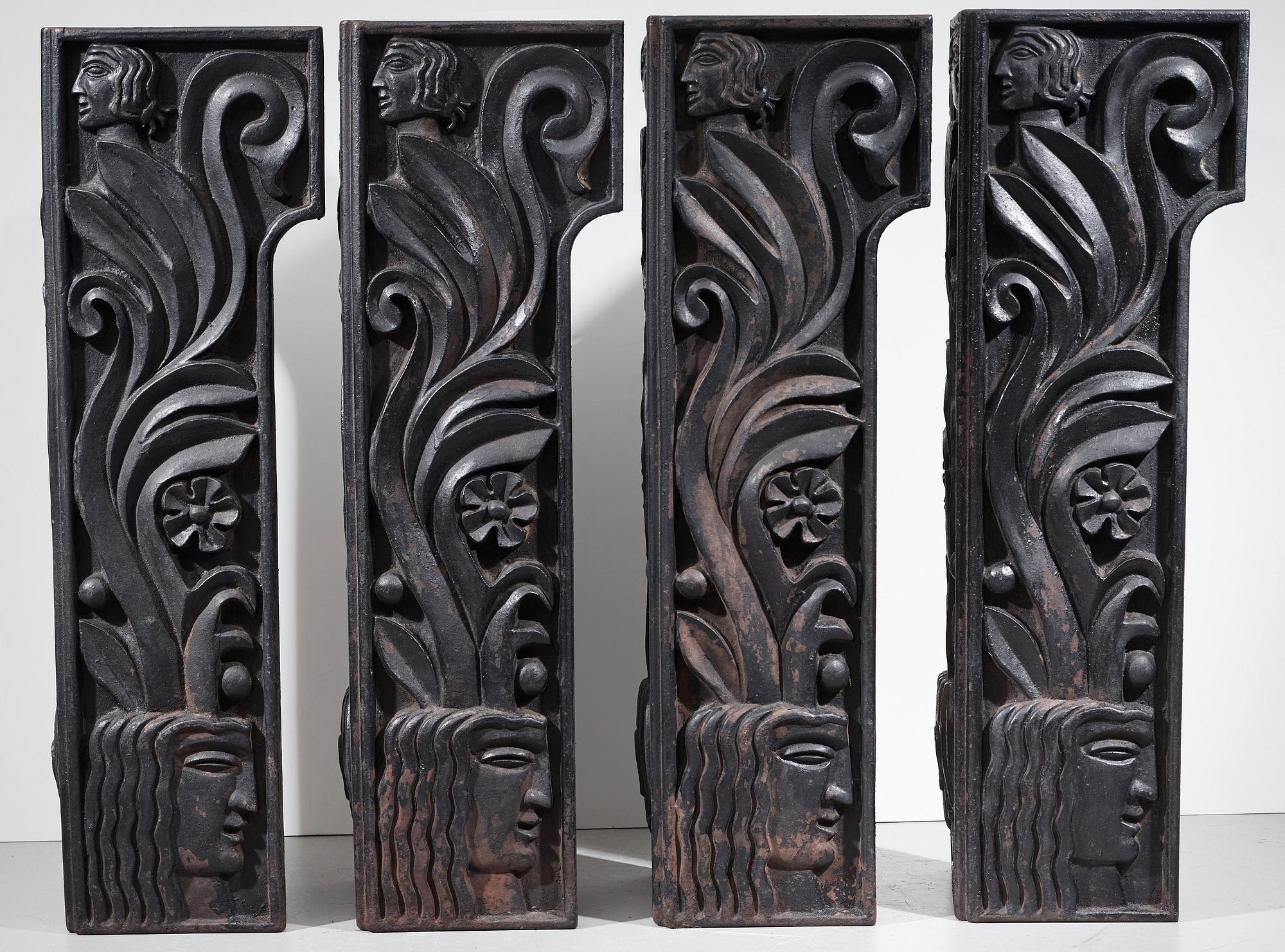 Anna Petrus, four cast iron reliefs, Näfveqvarn, Sweden, pieces of a table designed for the Metropolitan exhibition in New York 1927.