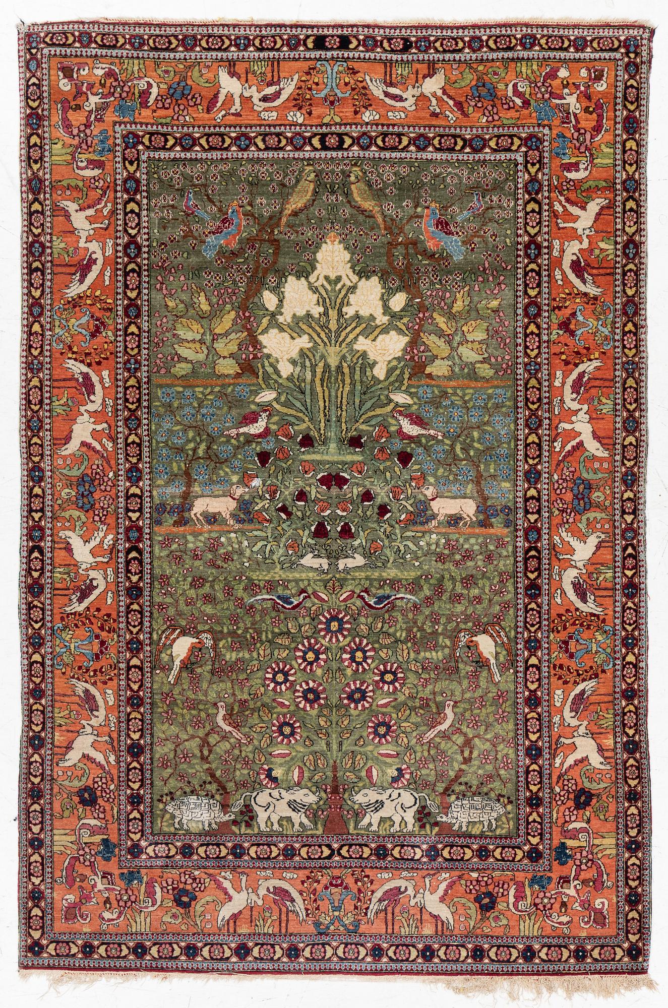 An antique Mobarekeh rug, central Persia, c. 230 x 130 cm.