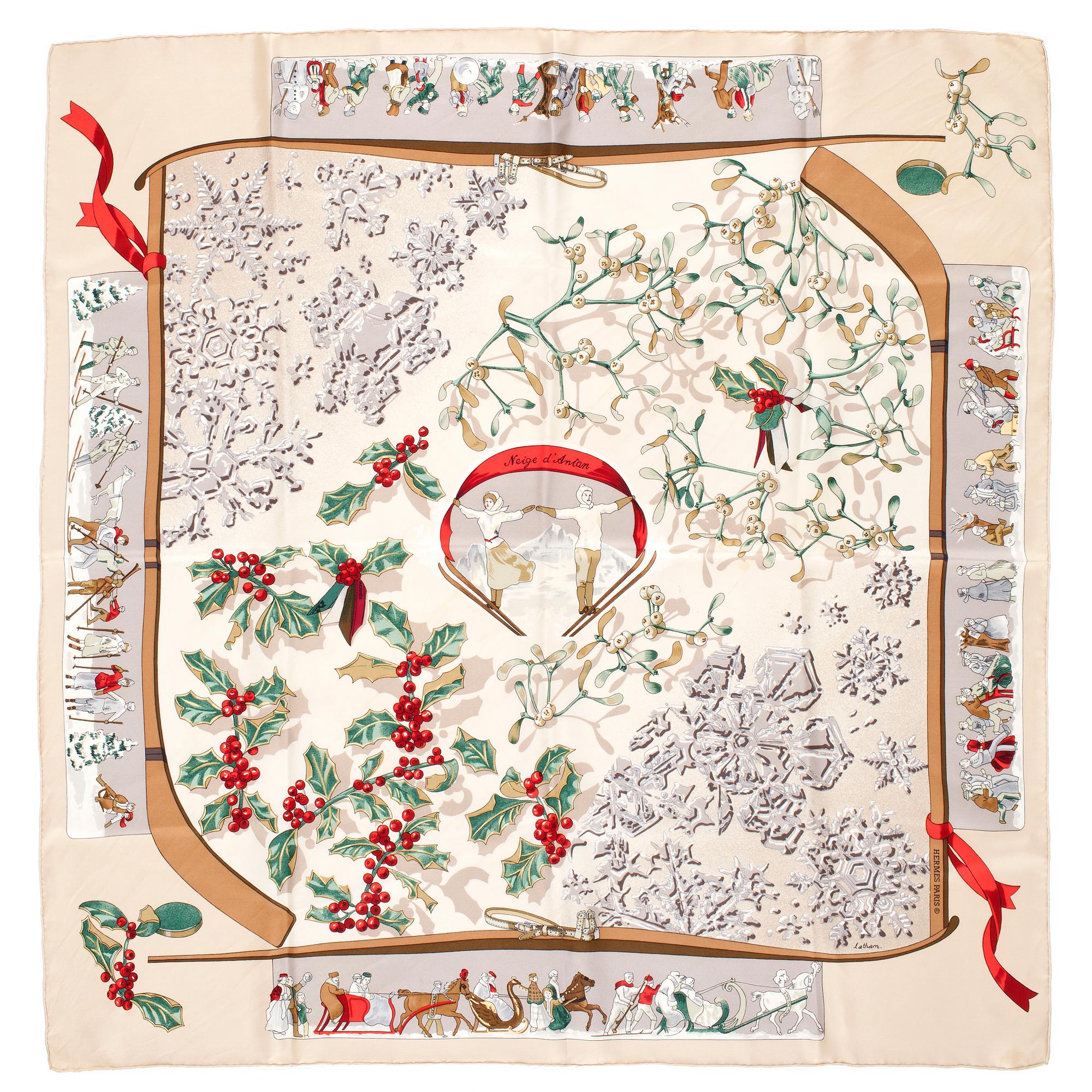 HERMÈS, silk scarf, "Neige d'Antan".
