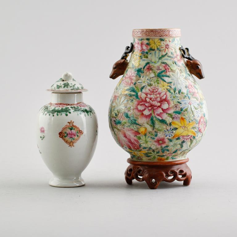 TEVAS samt VAS, porslin, Kina, 1700- och 1900-tal.