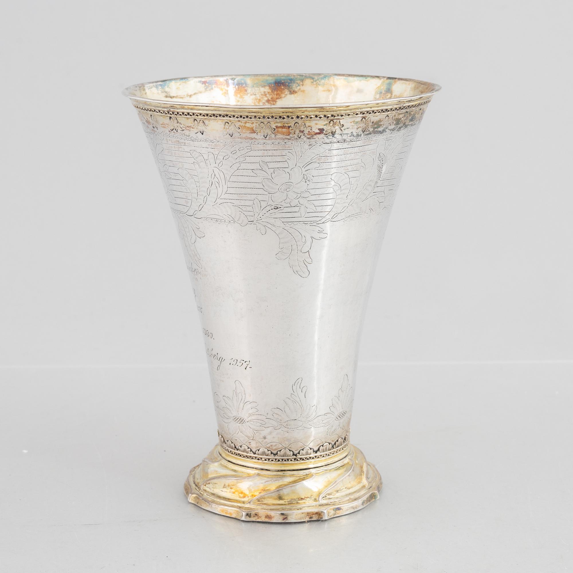 A Swedish parcel-gilt silver beaker, mark of Nils Grubb, Hudiksvall 1781.