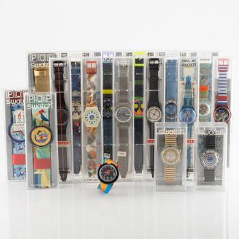 Parti med 17 Swatch-klockor från omkring 1990, "No Reserve".