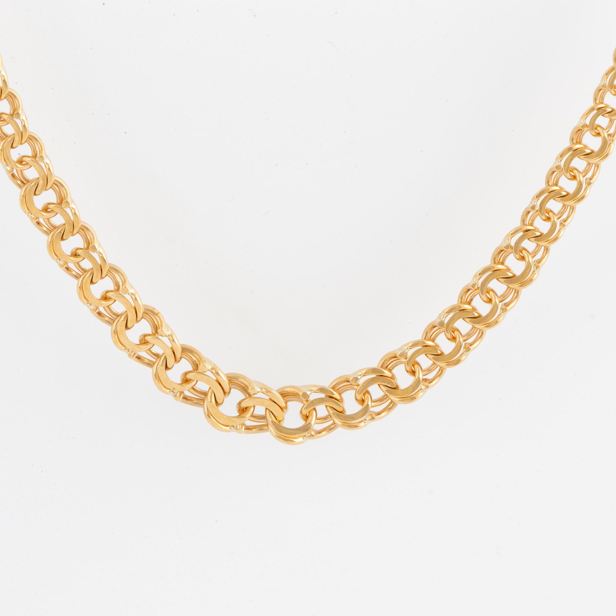 Collier, doserad bismarck, 18K guld, längd, 43 cm, vikt 18 g.