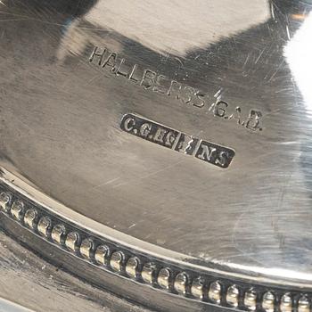 A pair of silver plated candelabra, CG Hallbergs Guldsmeds Ab, Stockholm, first half of the 20th century.