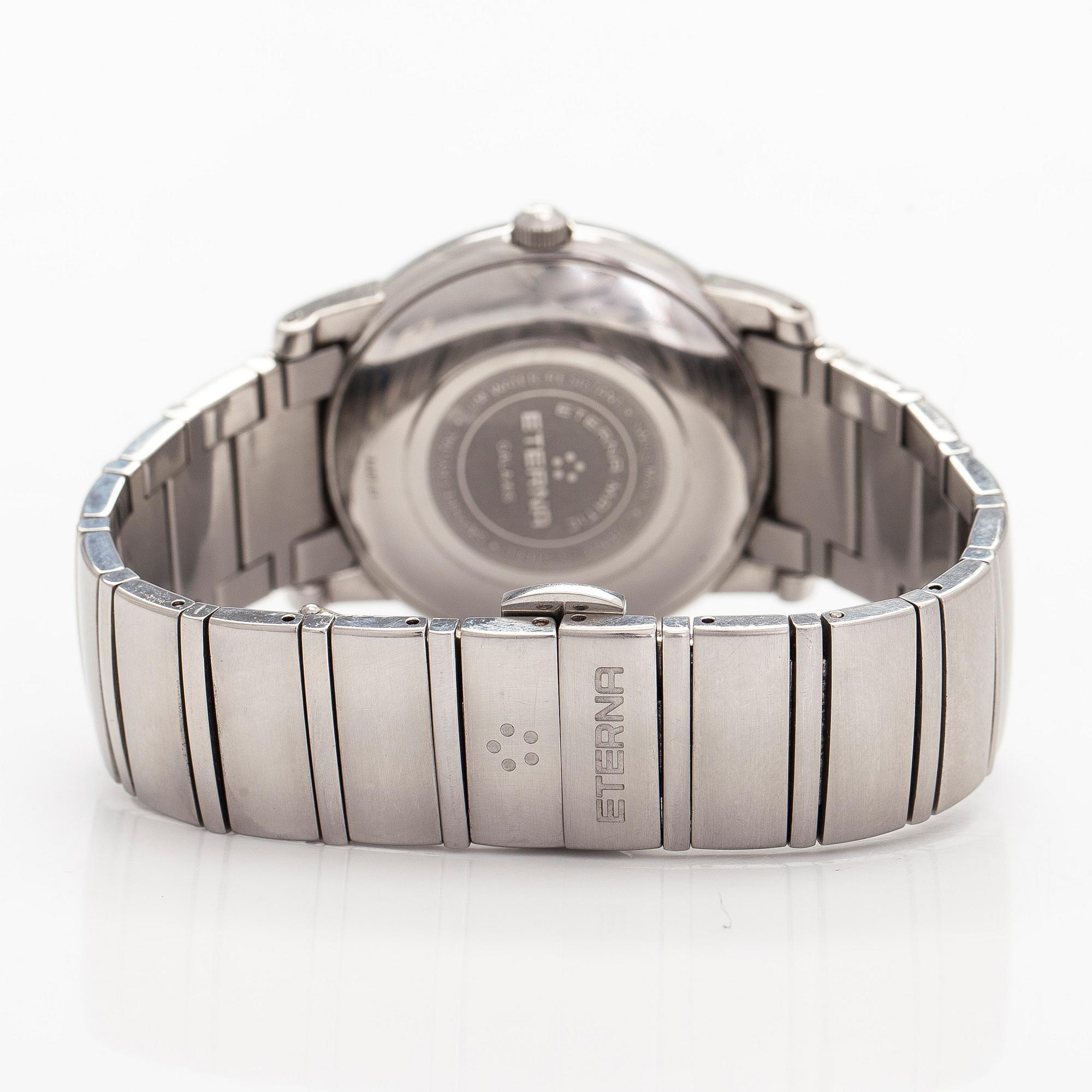 Eterna-matic, Galaxis, 38 mm, wristwatch, steel, automatic, sapphire crystal, circa 2000.