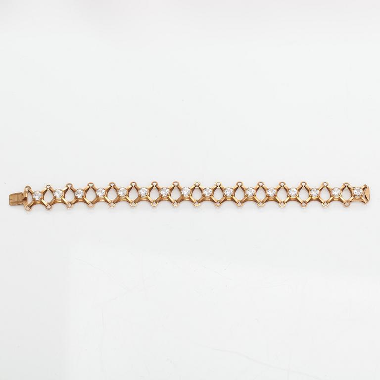 A 14K gold bracelet with synthetic spinels. Pentti KEvätlahti, Turku 1969.