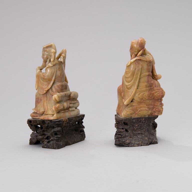 Two mid-20th century Chinese soapstone figurines.