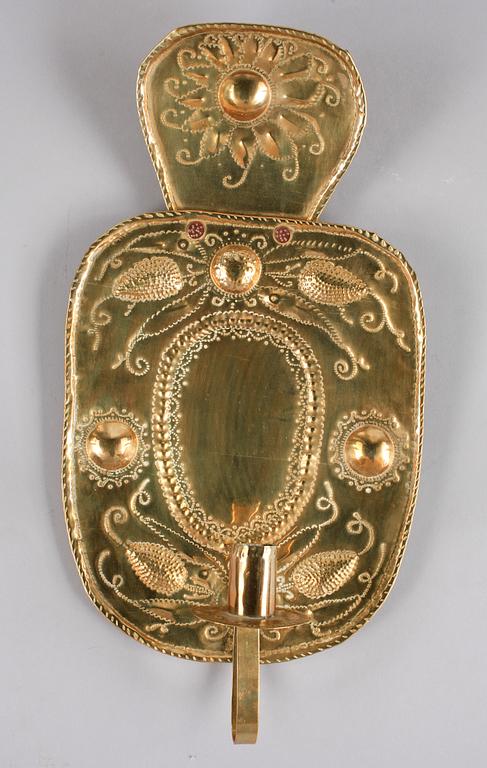 LJUSPLÅTAR, ett par, mässing, barockstil, 1800/1900-tal.