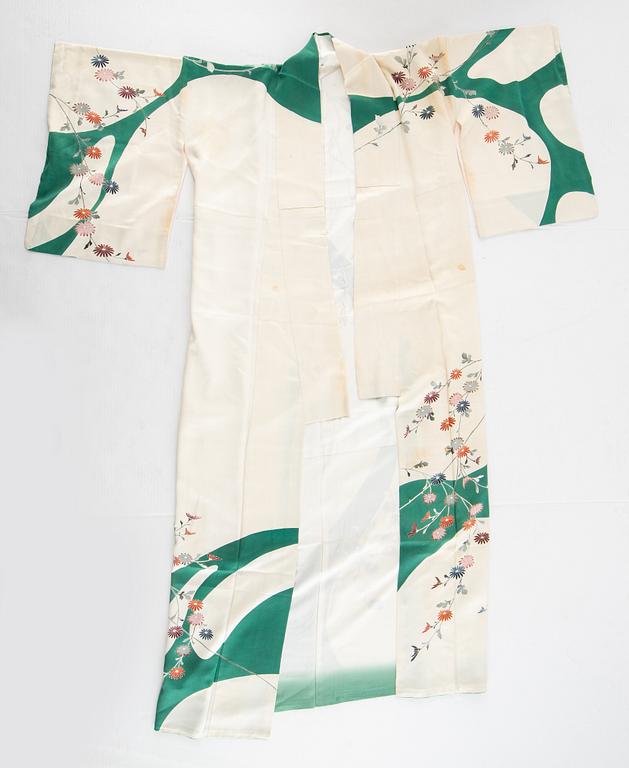 Three Japanese kimonos, 20th century.