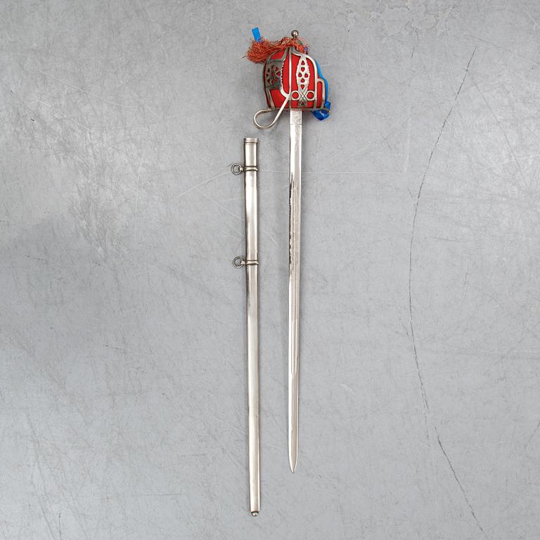 A Regulation Basket hilted broadsword for Highland officers, with scabbard, late 20th Century.