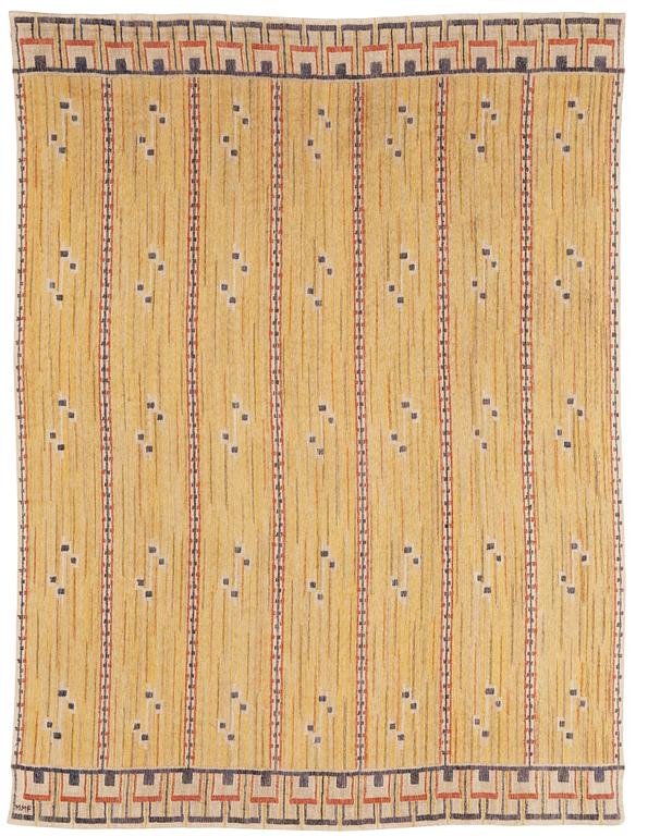 DRAPE. "Gult draperi". Flat weave. 289 x 220 cm. Signed MMF.