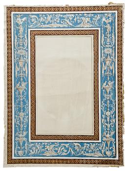 1122. Fourteen pieces of late Gustavian wall covers of painted canvas.