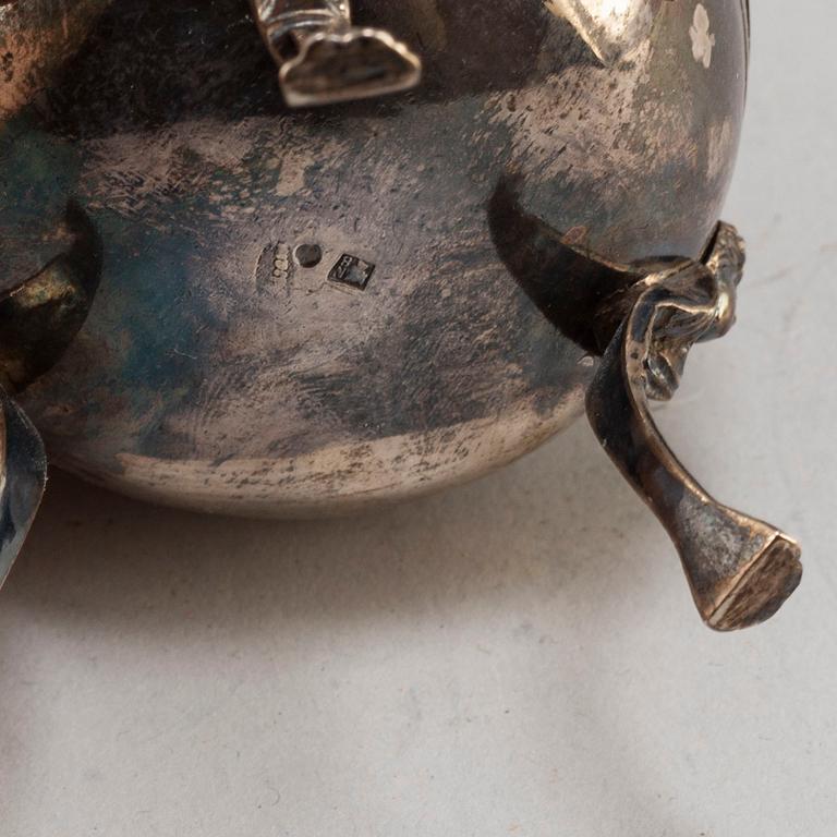 Six silver salt cellars, 19th century.