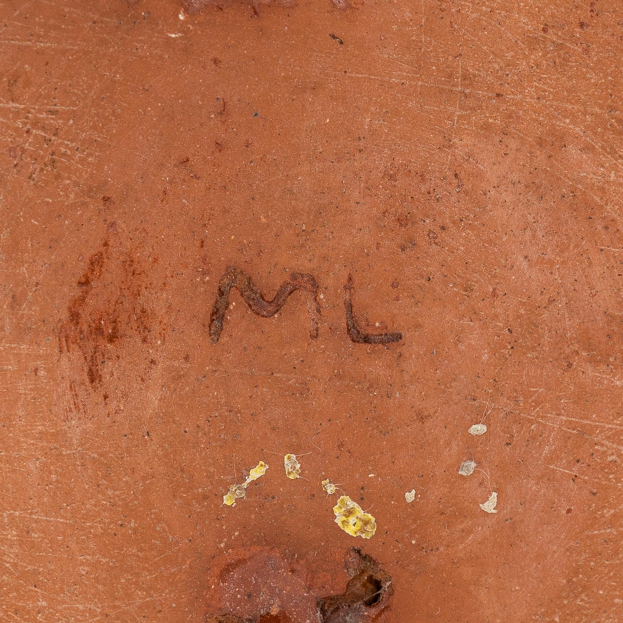 Marita Lybeck, candlestick, red clay, signed ML.