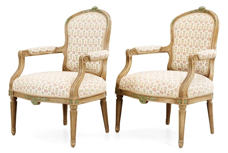 A pair of Royal Gustavian armchairs 1778.