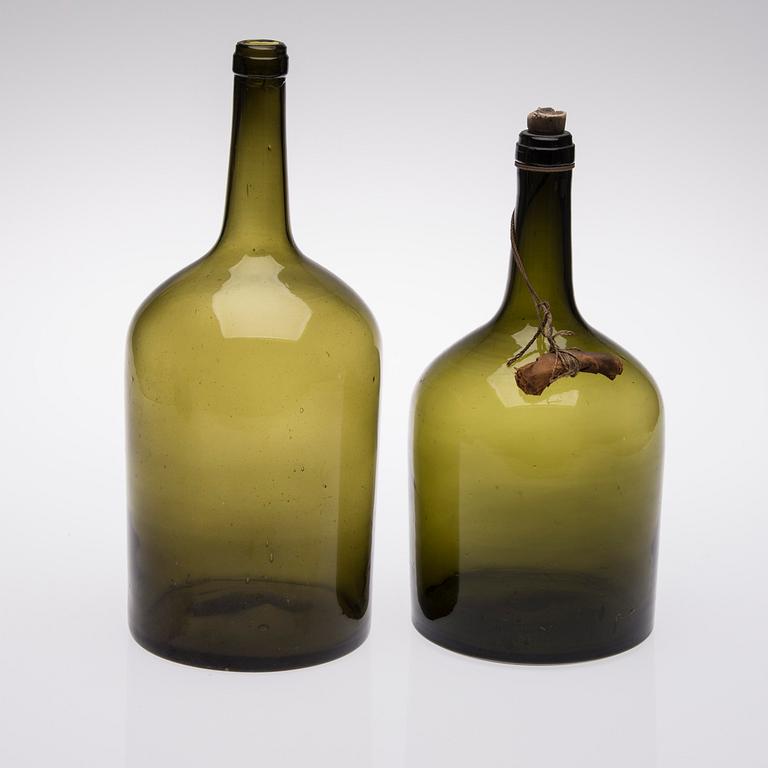 FLASKOR, 2 st, glas, 1800-tal.
