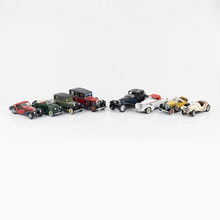 Eight die cast model cars, Franklin Mint.