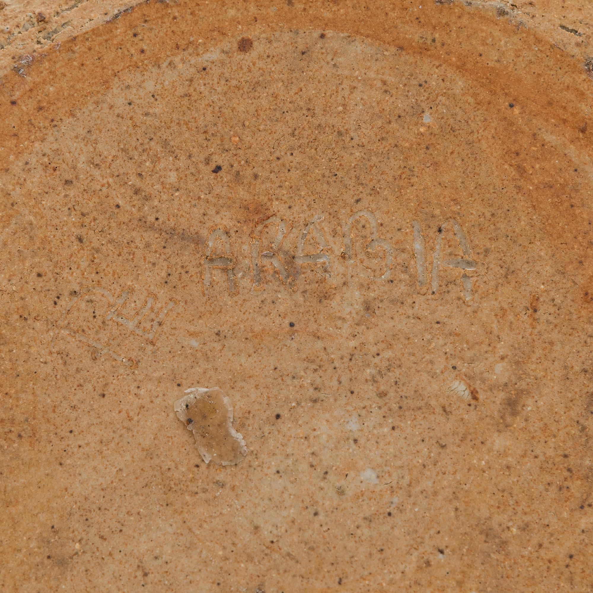 Paul Envalds, skålar, 2 st, chamotte, signerade PE, Arabia. 1960-70-tal.