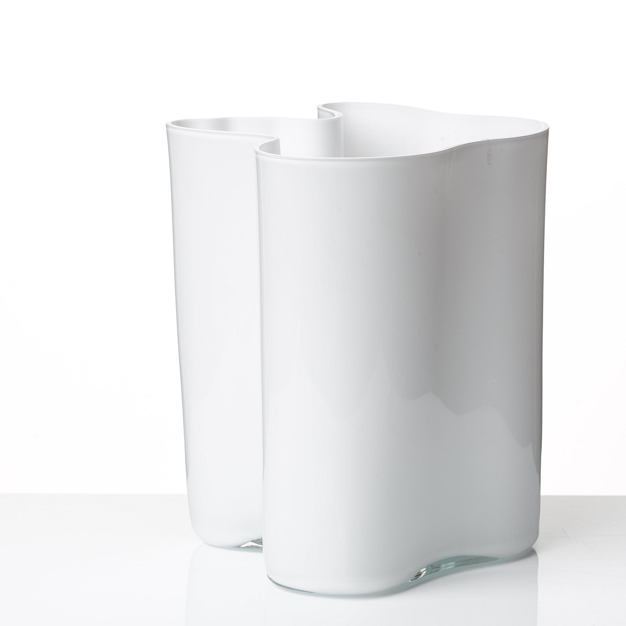 Alvar Aalto, a white mould blown glass vase, Iittala, Finland, model 3031.