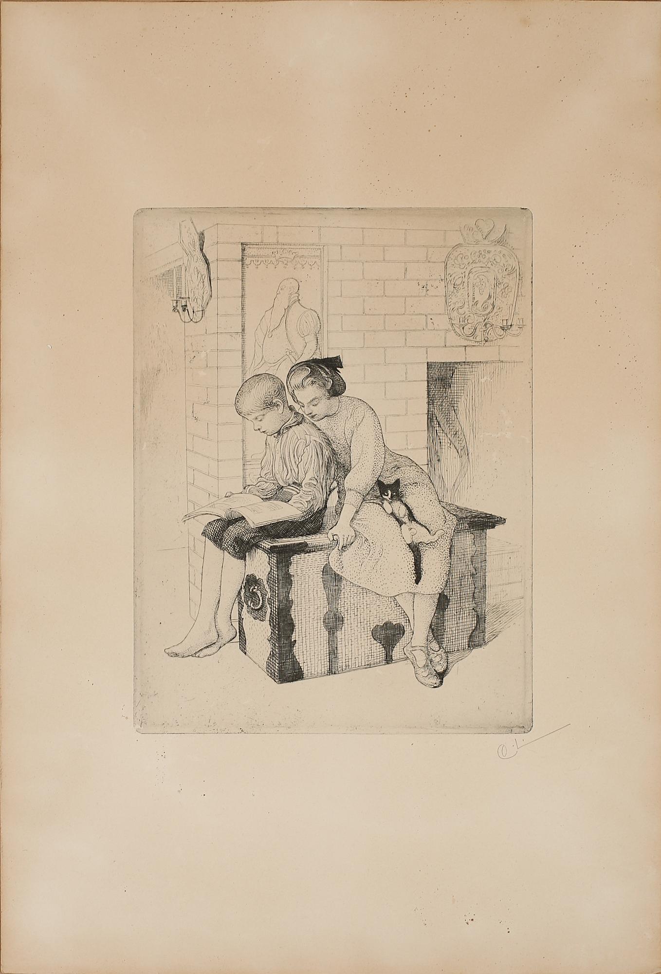 CARL LARSSON, etsning, monogramsignerad.