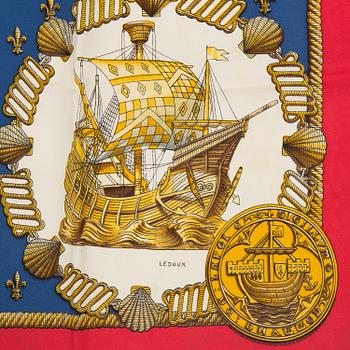 A Hermès silk scarf, 'Nefs d'Or',