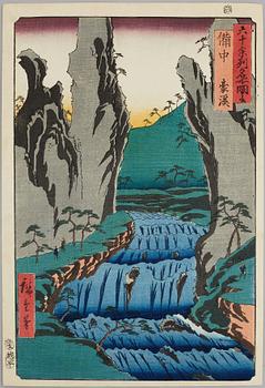 UTAGAWA HIROSHIGE (1797-1858), efter, färgträsnitt. Japan, "Gokei", tidigt 1900-tal.