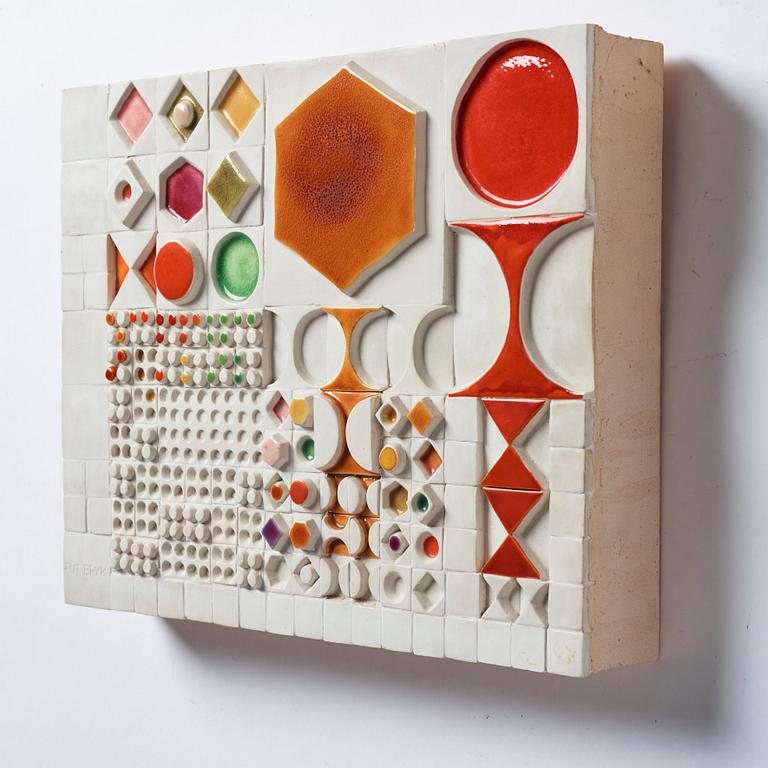 Rut Bryk, a stoneware wall relief, Arabia, Finland 1970's.
