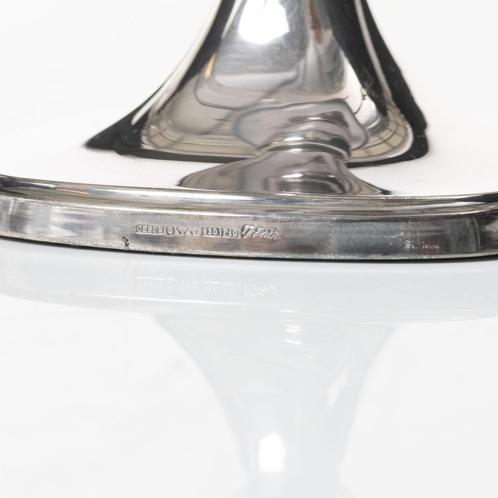 Tore Eldh, four silver candlesticks, K&EC/Ceson, Gothenburg, 1967-80.