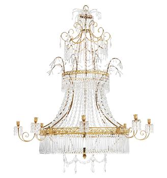 A German circa 1800 nine-light chandelier.