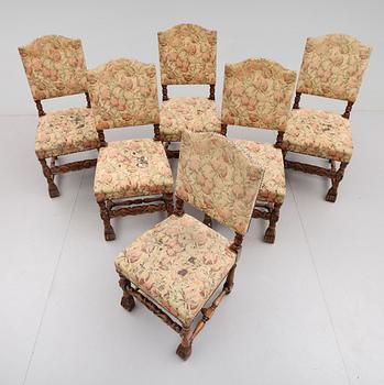 STOLAR, 6 st, barockstil, 1900-talets första hälft.