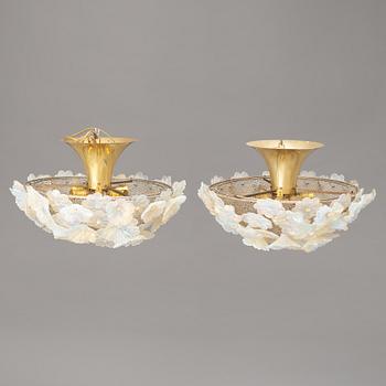 A pair of ceiling lamps, second half of the 20th Century.