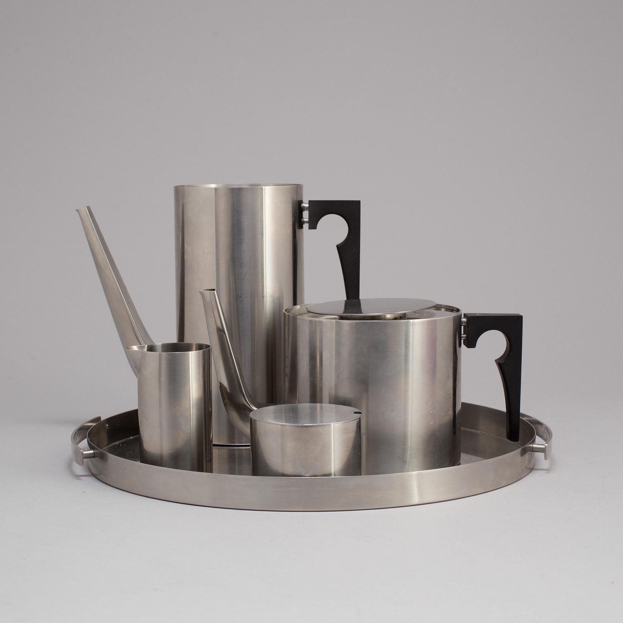 Arne Jacobsen, 5 pieces of tableware Cylinda-Line, Stelton, Denmark.