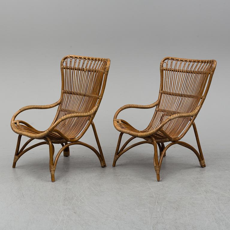 A pair of bamboo and rattan easy chairs, Sika-Design.
