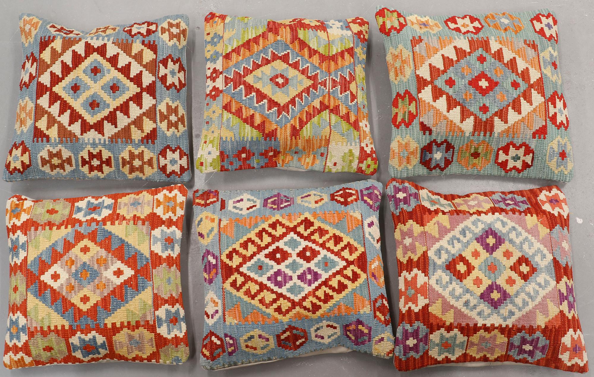 Six kilim cushions, Ca 50 x 50 cm.