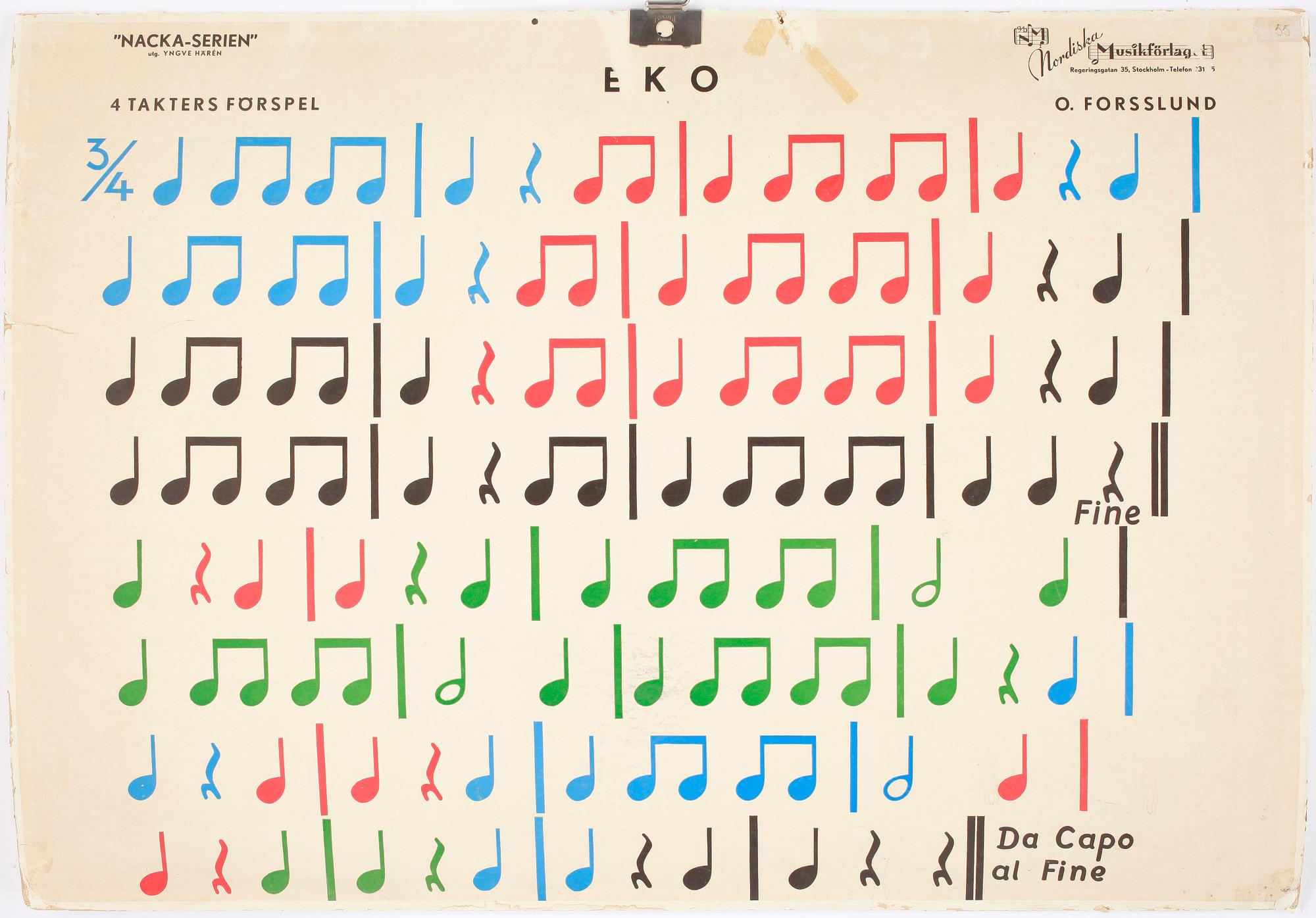 SKOLPLANSCHER, 5 st, Nackaserien, Nordiska musikförlaget, 1900-talets mitt - andra hälft.