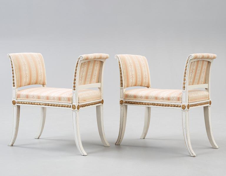 A pair of late Gustavian circa 1800 stools.