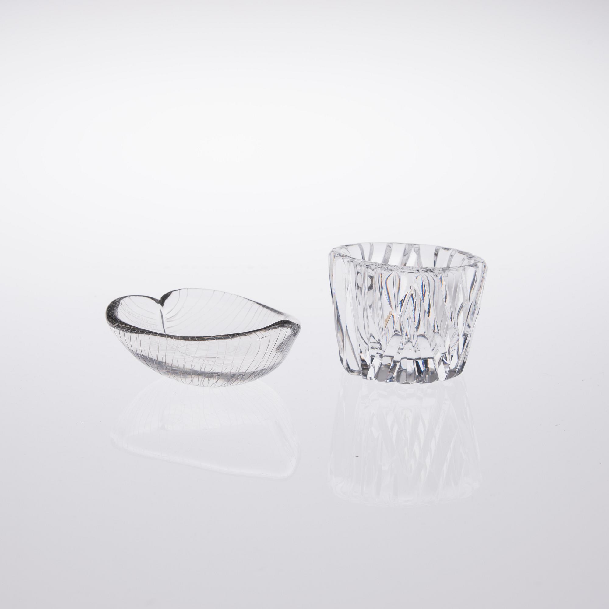 TAPIO WIRKKALA, SKÅLAR, 2 st, glas, signerade Tapio Wirkkala Iittala.