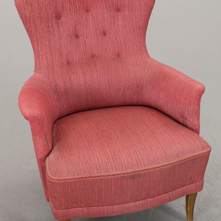 CARL MALMSTEN, fåtölj, "Farmor", AB O H Sjögren, Tranås, 1900-talets andra hälft.