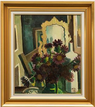 Gunnar Zilo, Still Life with Asters and Mirror.