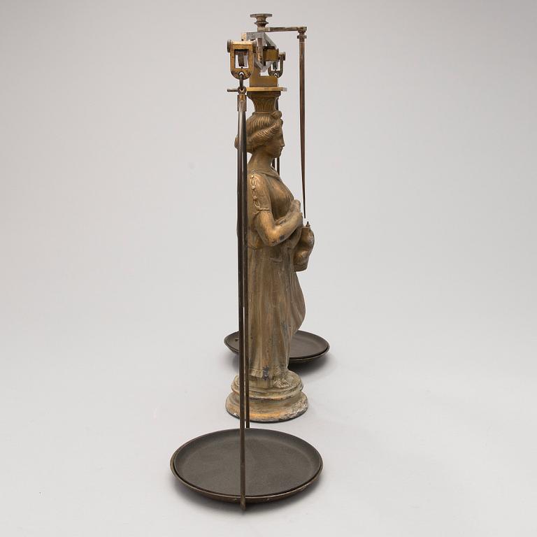 A Pharmacy balance scale with Goddess Hygieia, Germany latter half of the 19th Century.