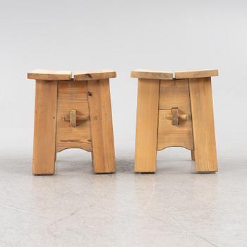 David Rosén, a pair of 'Berga' stools, Nordiska Kompaniet, 1950's.