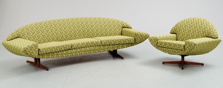 JOHANNES HANSEN, soffa och fåtölj, "Capri", Trensum 1950-60-tal.